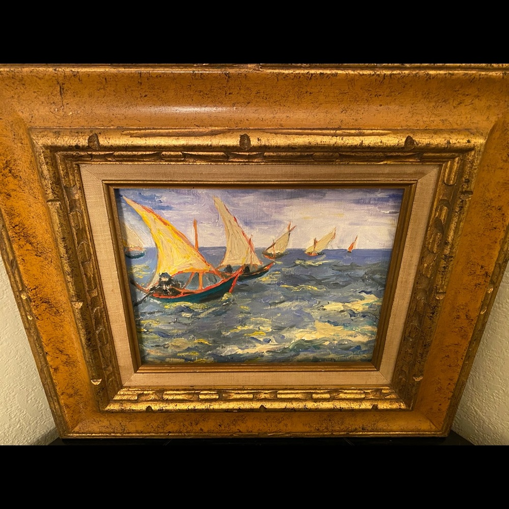 Boats at Sea Vincent Van Gogh Reproduction
